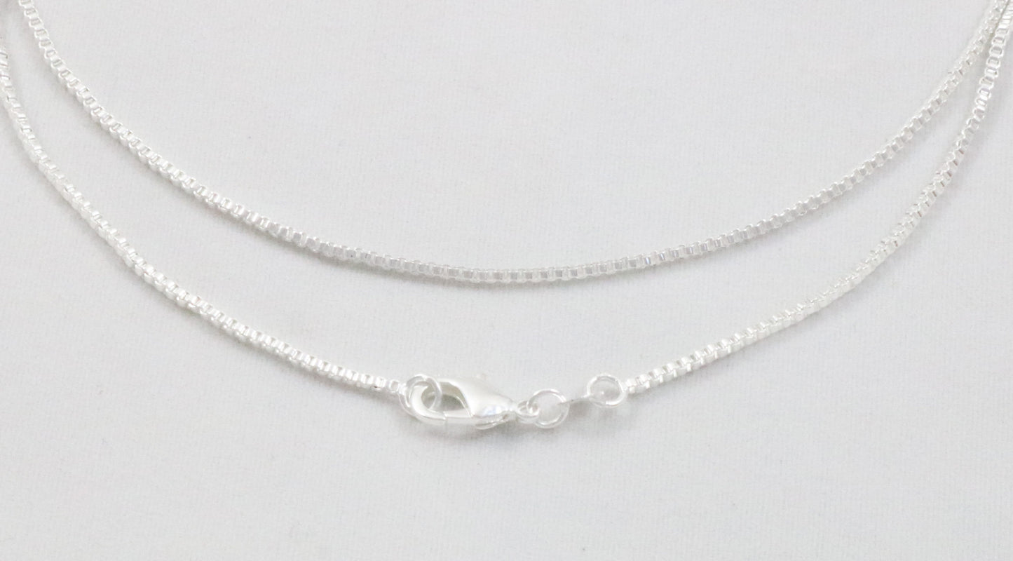 925 Sterling Silver Plated Necklace Box Chain 1.0mm 16 18 20 22 24 30 36 Inches