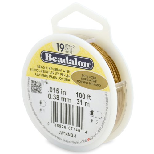 Beadalon 19 Strand Bead Stringing Wire Bright, Bronze, Black, White Colors - Beading & Jewelry Making Supplies, Flexible Stainless Steel Nylon Coated Thin String for Bracelets & Necklaces