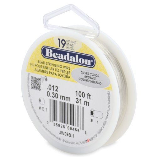 Beadalon 19 Strand Bead Stringing Wire Bright, Bronze, Black, White Colors - Beading & Jewelry Making Supplies, Flexible Stainless Steel Nylon Coated Thin String for Bracelets & Necklaces