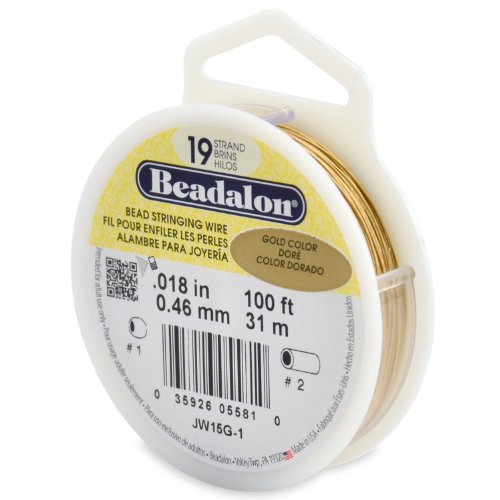 Beadalon 19 Strand Bead Stringing Wire Bright, Bronze, Black, White Colors - Beading & Jewelry Making Supplies, Flexible Stainless Steel Nylon Coated Thin String for Bracelets & Necklaces