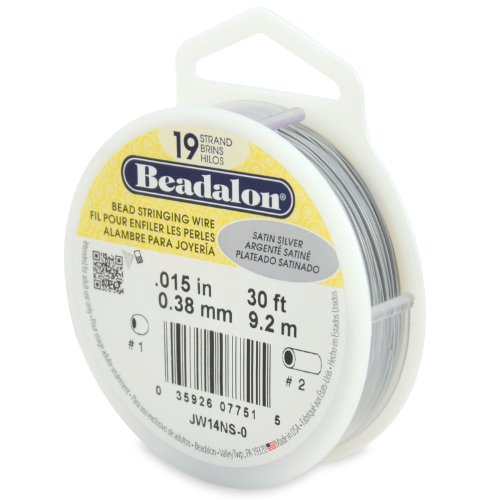 Beadalon 19 Strand Bead Stringing Wire Bright, Bronze, Black, White Colors - Beading & Jewelry Making Supplies, Flexible Stainless Steel Nylon Coated Thin String for Bracelets & Necklaces