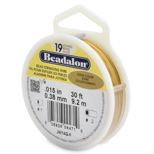 Beadalon 19 Strand Bead Stringing Wire Bright, Bronze, Black, White Colors - Beading & Jewelry Making Supplies, Flexible Stainless Steel Nylon Coated Thin String for Bracelets & Necklaces