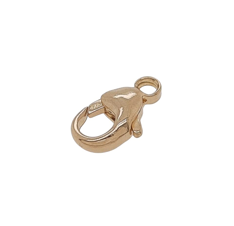 14K Solid Yellow Gold Teardrop Lobster Clasp with Ring