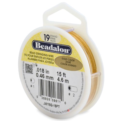 Beadalon 19 Strand Bead Stringing Wire Bright, Bronze, Black, White Colors - Beading & Jewelry Making Supplies, Flexible Stainless Steel Nylon Coated Thin String for Bracelets & Necklaces