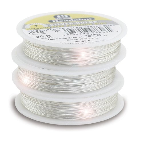 Beadalon 19 Strand Bead Stringing Wire Bright, Bronze, Black, White Colors - Beading & Jewelry Making Supplies, Flexible Stainless Steel Nylon Coated Thin String for Bracelets & Necklaces