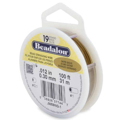 Beadalon 19 Strand Bead Stringing Wire Bright, Bronze, Black, White Colors - Beading & Jewelry Making Supplies, Flexible Stainless Steel Nylon Coated Thin String for Bracelets & Necklaces