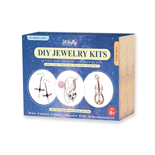 Filofly DIY Jewelry Making Kit 003 Free Soul with Materials and Instructions to Make Butterfly, Cross, and Guitar Wire Wrapping Wire Weaving Gift