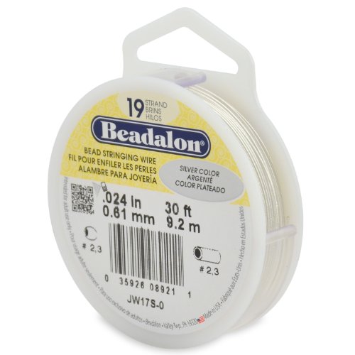 Beadalon 19 Strand Bead Stringing Wire Bright, Bronze, Black, White Colors - Beading & Jewelry Making Supplies, Flexible Stainless Steel Nylon Coated Thin String for Bracelets & Necklaces