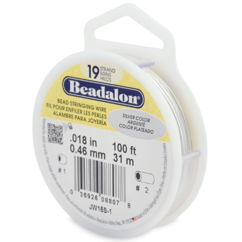 Beadalon 19 Strand Bead Stringing Wire Bright, Bronze, Black, White Colors - Beading & Jewelry Making Supplies, Flexible Stainless Steel Nylon Coated Thin String for Bracelets & Necklaces