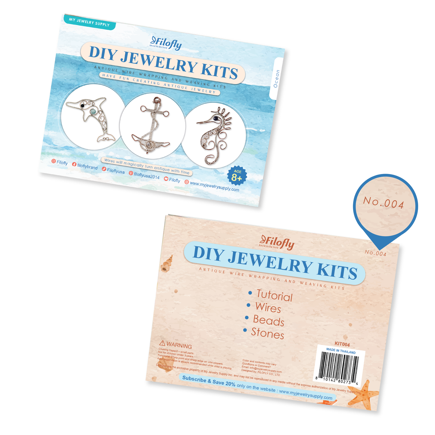 Filofly DIY Jewelry Making Kit 004 Ocean with Materials and Instructions to Make Sea Horse, Dophin, and Anchor Wire Wrapping Wire Weaving Gift