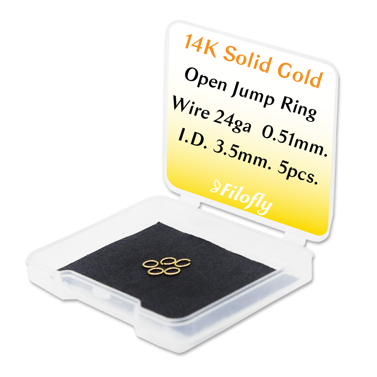 Solid 14K Yellow Gold Open Jump Rings 24 Gauge 5 pcs by Filofly