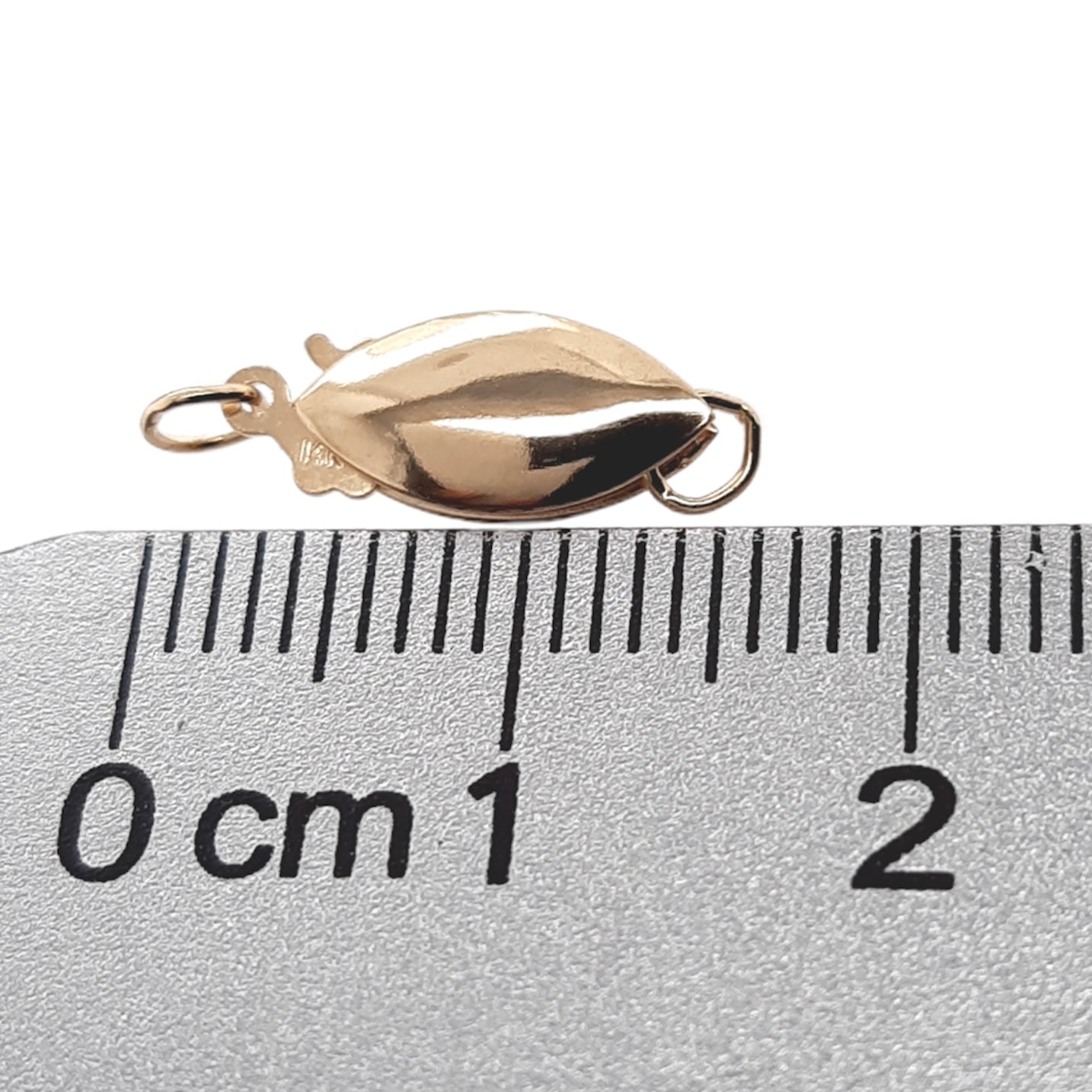 17.1MM 14K Solid Yellow Gold Oval Marquise Safety Clasp Elongated Shape and Sleek for Necklaces and Bracelets Pearl Clasp Made in USA