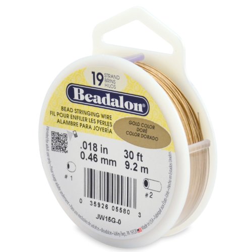 Beadalon 19 Strand Bead Stringing Wire Bright, Bronze, Black, White Colors - Beading & Jewelry Making Supplies, Flexible Stainless Steel Nylon Coated Thin String for Bracelets & Necklaces
