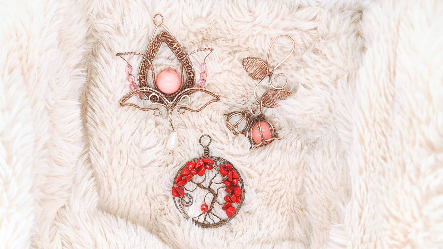 Filofly DIY Jewelry Kits, Spirit of Nature Make Your Own Wire Wrapping and Weaving Jewelry, Materials & Instructions Included Jewelry Making Gift, Wire Tree, Wire Lotus, Wire Lily, Pendant Tutorial