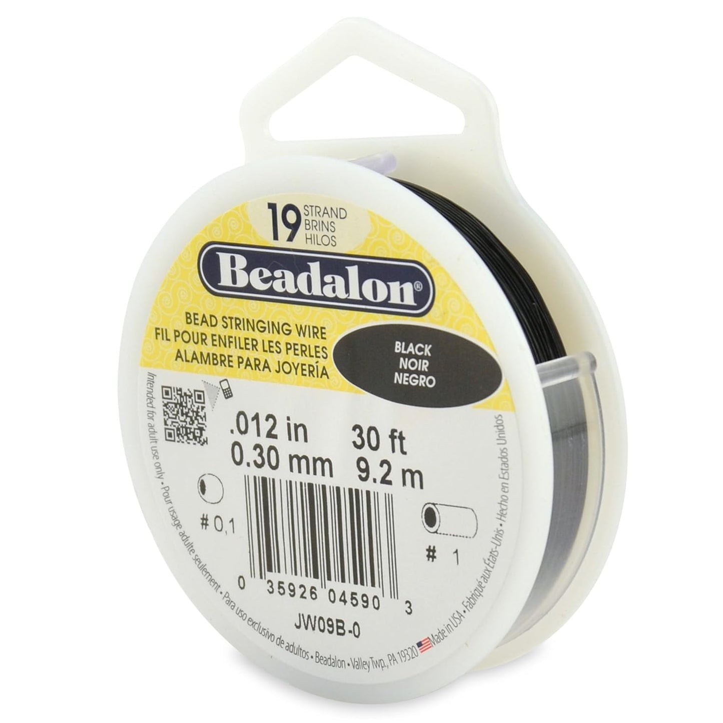 Beadalon 19 Strand Bead Stringing Wire Bright, Bronze, Black, White Colors - Beading & Jewelry Making Supplies, Flexible Stainless Steel Nylon Coated Thin String for Bracelets & Necklaces