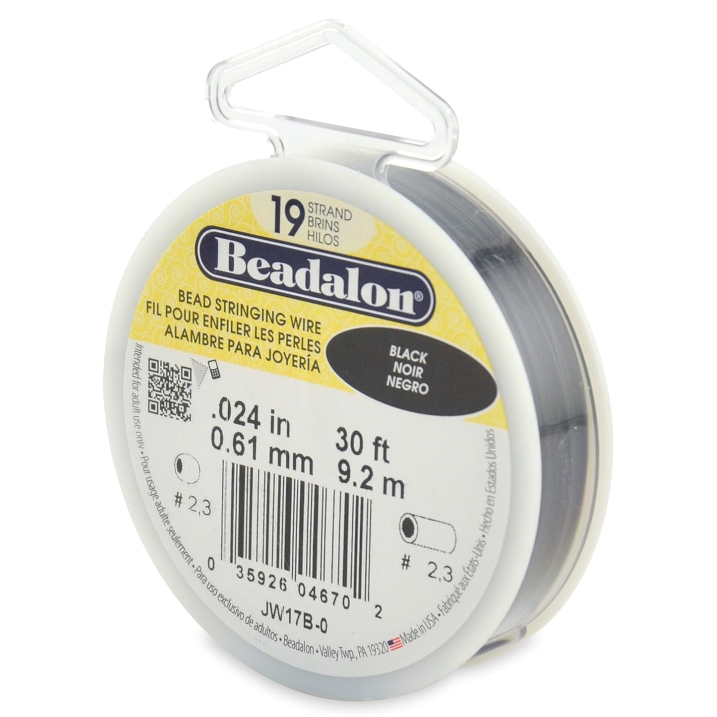 Beadalon 19 Strand Bead Stringing Wire Bright, Bronze, Black, White Colors - Beading & Jewelry Making Supplies, Flexible Stainless Steel Nylon Coated Thin String for Bracelets & Necklaces