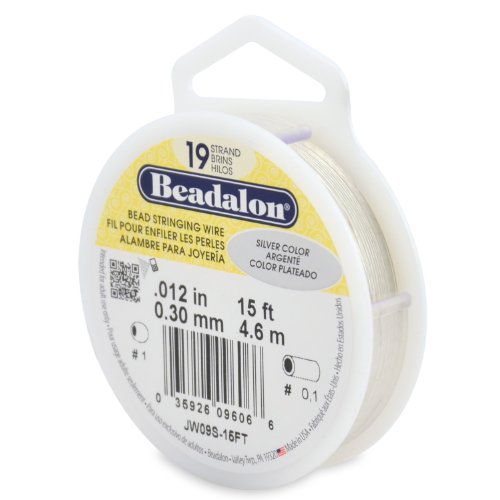 Beadalon 19 Strand Bead Stringing Wire Bright, Bronze, Black, White Colors - Beading & Jewelry Making Supplies, Flexible Stainless Steel Nylon Coated Thin String for Bracelets & Necklaces