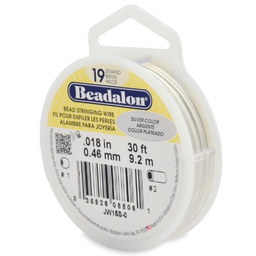 Beadalon 19 Strand Bead Stringing Wire Bright, Bronze, Black, White Colors - Beading & Jewelry Making Supplies, Flexible Stainless Steel Nylon Coated Thin String for Bracelets & Necklaces