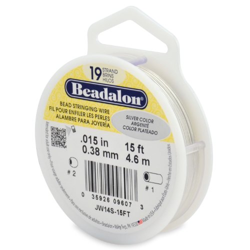 Beadalon 19 Strand Bead Stringing Wire Bright, Bronze, Black, White Colors - Beading & Jewelry Making Supplies, Flexible Stainless Steel Nylon Coated Thin String for Bracelets & Necklaces