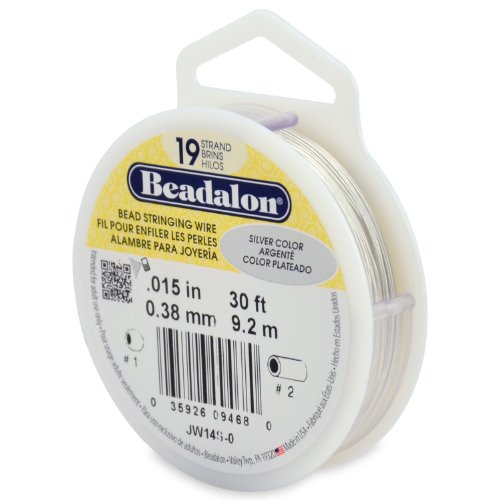 Beadalon 19 Strand Bead Stringing Wire Bright, Bronze, Black, White Colors - Beading & Jewelry Making Supplies, Flexible Stainless Steel Nylon Coated Thin String for Bracelets & Necklaces