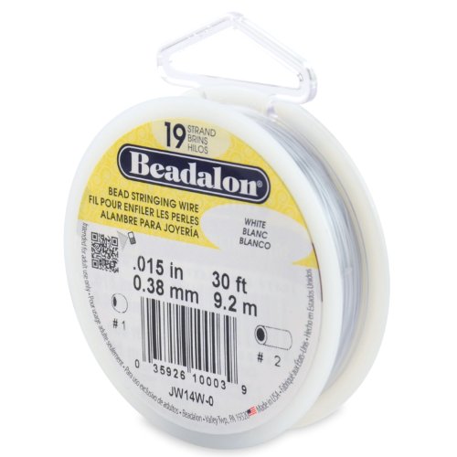 Beadalon 19 Strand Bead Stringing Wire Bright, Bronze, Black, White Colors - Beading & Jewelry Making Supplies, Flexible Stainless Steel Nylon Coated Thin String for Bracelets & Necklaces