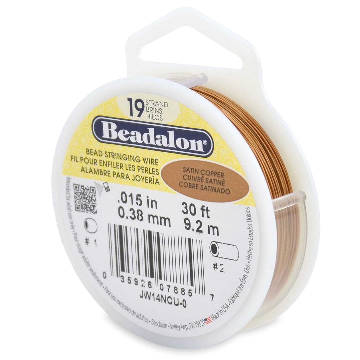 Beadalon 19 Strand Bead Stringing Wire Bright, Bronze, Black, White Colors - Beading & Jewelry Making Supplies, Flexible Stainless Steel Nylon Coated Thin String for Bracelets & Necklaces