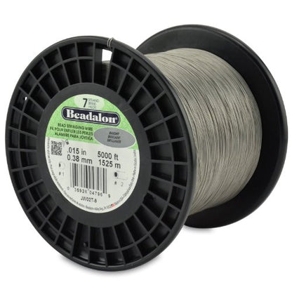 Beadalon 7 Strand Stainless Steel Bead Stringing Wire, 0.010 in / 0.25 mm, Bright, 5000 ft / 1525 m