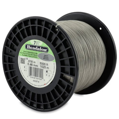 Beadalon 7 Strand Stainless Steel Bead Stringing Wire, 0.010 in / 0.25 mm, Bright, 5000 ft / 1525 m