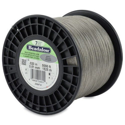 Beadalon 7 Strand Stainless Steel Bead Stringing Wire, 0.010 in / 0.25 mm, Bright, 5000 ft / 1525 m