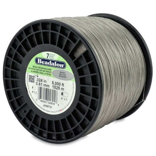 Beadalon 7 Strand Stainless Steel Bead Stringing Wire, 0.010 in / 0.25 mm, Bright, 5000 ft / 1525 m