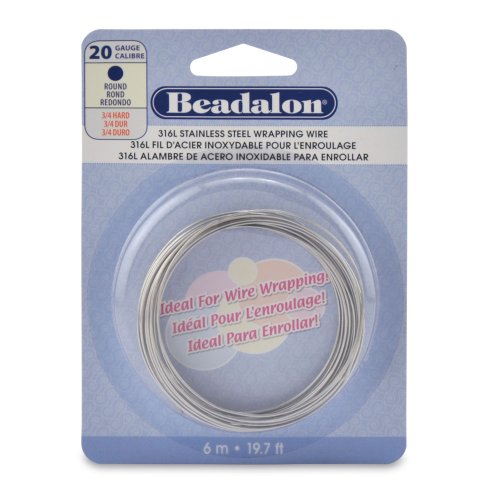 Beadalon Round Wire 316L Stainless Steel 20 Gauge, 6-Meter