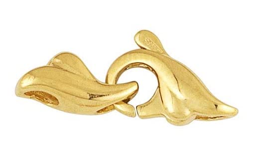 16.8MM 14K Solid Yellow Gold Wave Lobster Clasp for Bracelet Necklace Spring Operated Closure Made in Italy