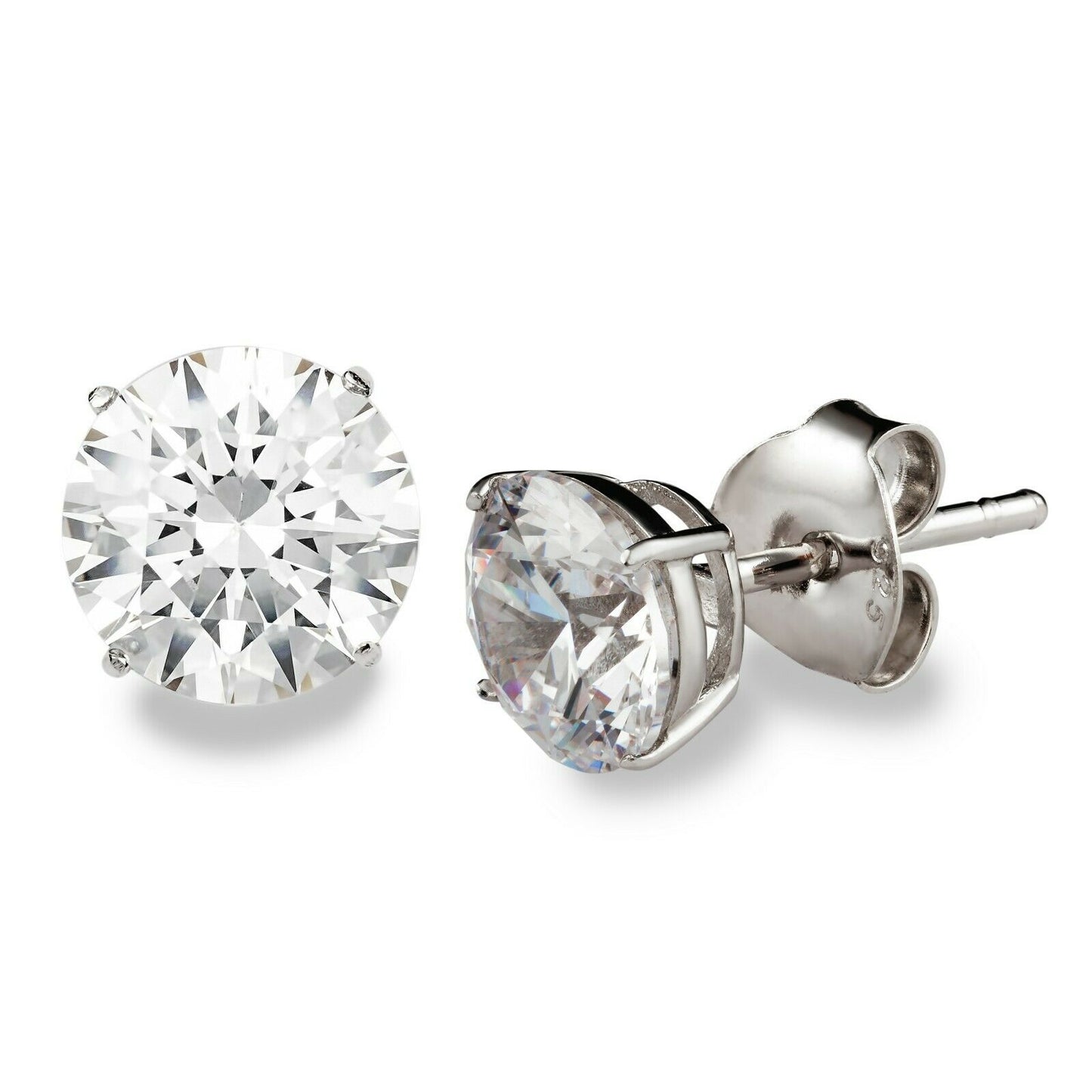 Swarovski Zirconia Round Stud Earrings set in Platinum Plated 925 Sterling Silver