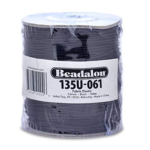 Beadalon Fabric Elastic 0.6mm Black, 100-Meter