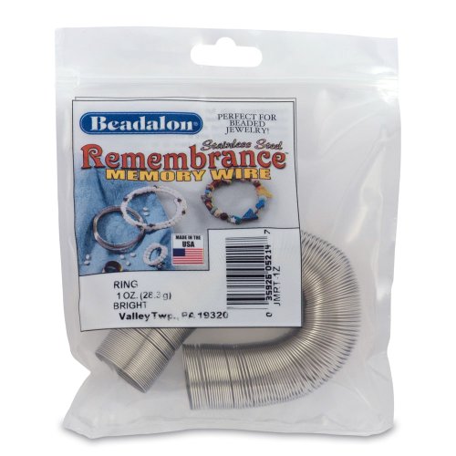 Beadalon Remembrance Memory Wire - Stainless Steel Pre-Formed Coiled Wire in Ring, Bracelet, Necklace Size for Jewelry Making, Crafts, Hobbies