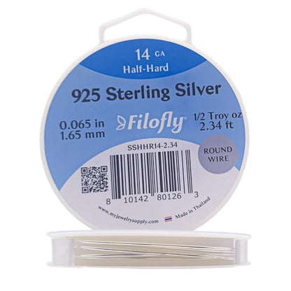Filofly, 925 Sterling Silver, Half Hard, Round Wire
