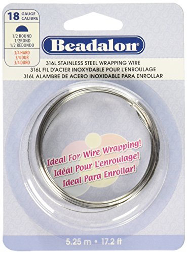 Beadalon 180S-118 18-Gauge Stainless Steel Half Round Bright Wire for Jewelry Making, 5.25m