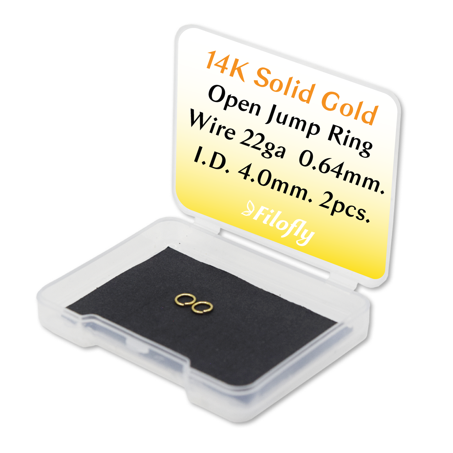 Solid 14K Yellow Gold Open Jump Rings 22 Gauge 2 pcs by Filofly