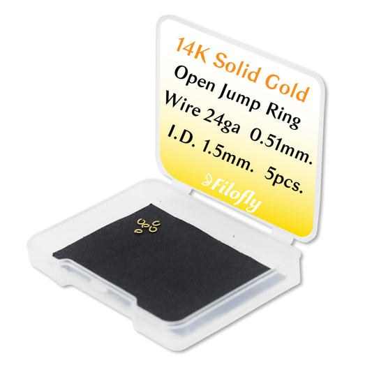 Solid 14K Yellow Gold Open Jump Rings 24 Gauge 5 pcs by Filofly