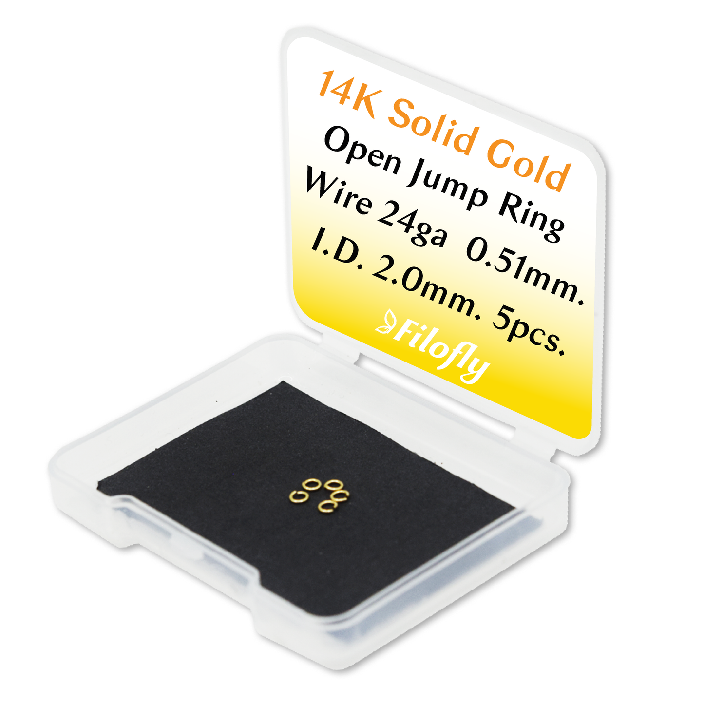 Solid 14K Yellow Gold Open Jump Rings 24 Gauge 5 pcs by Filofly