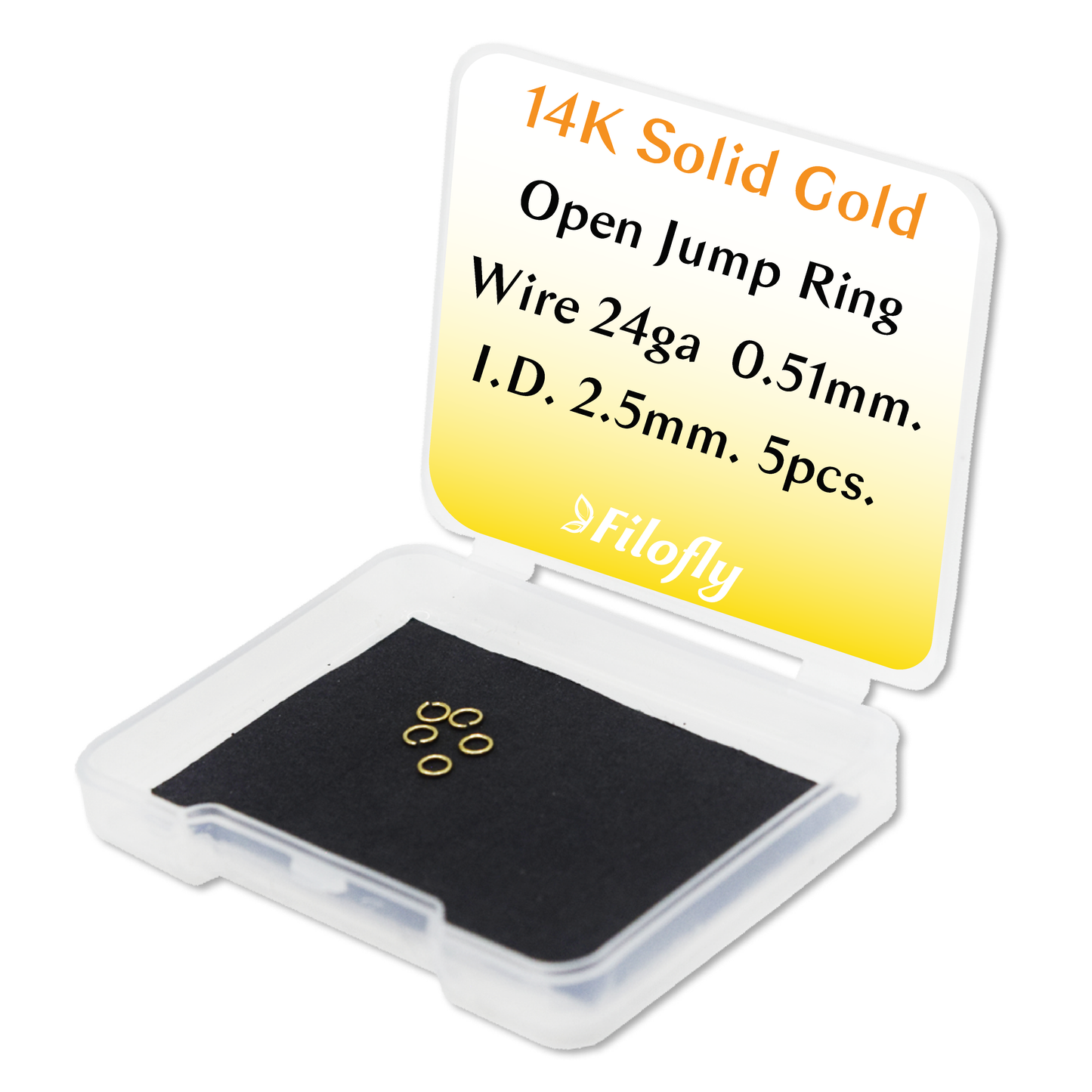 Solid 14K Yellow Gold Open Jump Rings 24 Gauge 5 pcs by Filofly