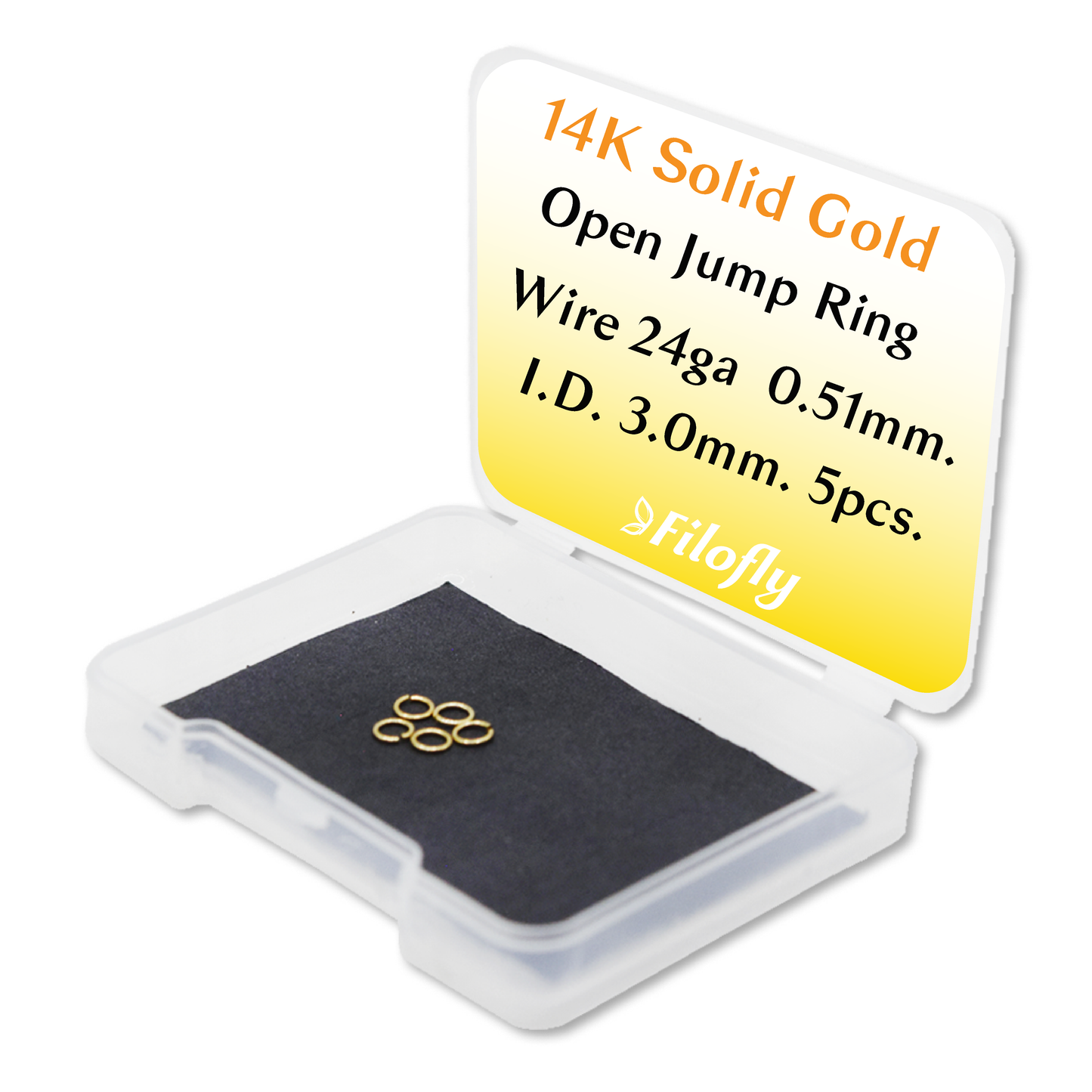 Solid 14K Yellow Gold Open Jump Rings 24 Gauge 5 pcs by Filofly