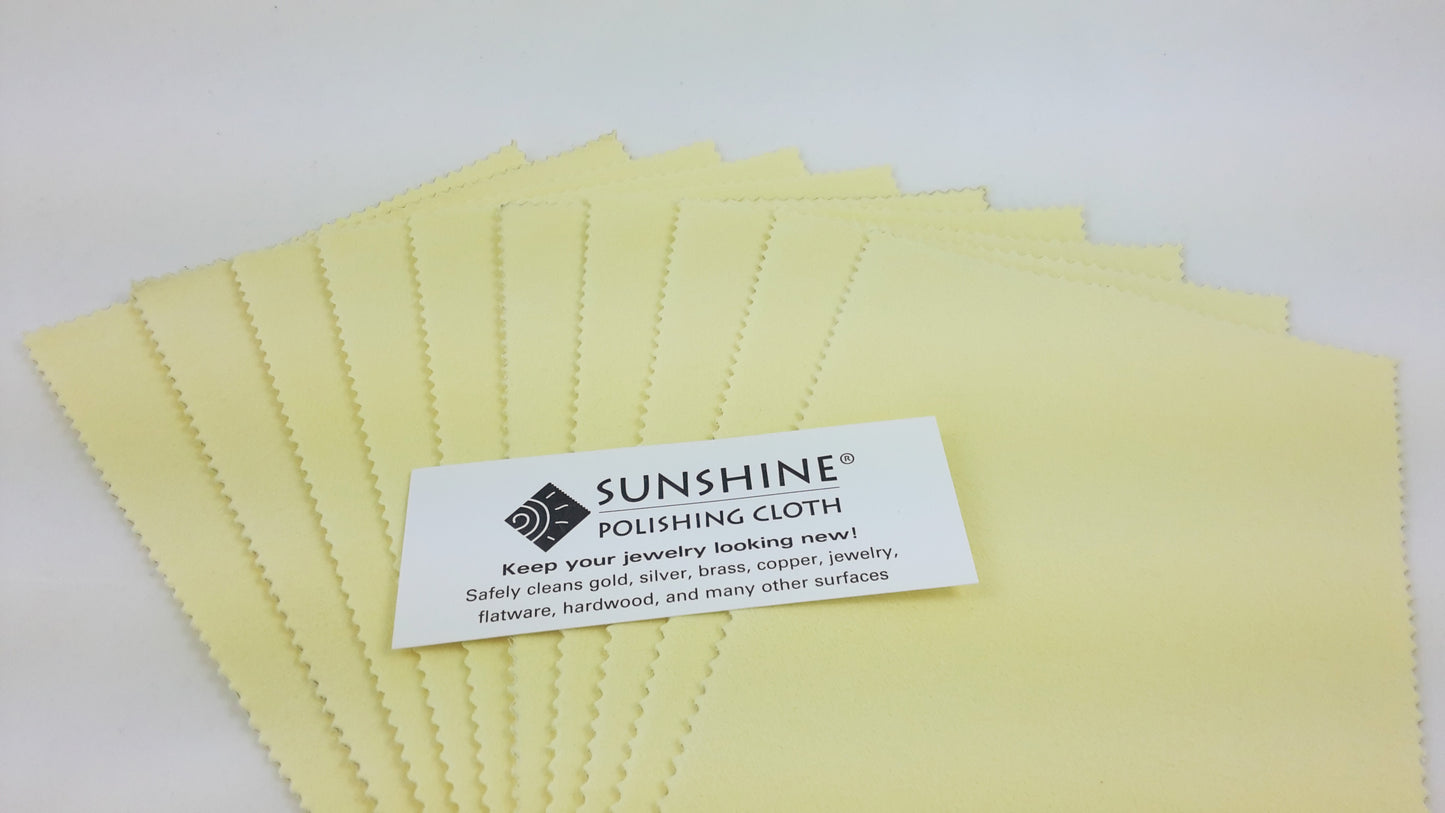 Set of 10 Sunshine Polishing Cloths Non-Scratch Jewelry Cleaner Tarnish Remover