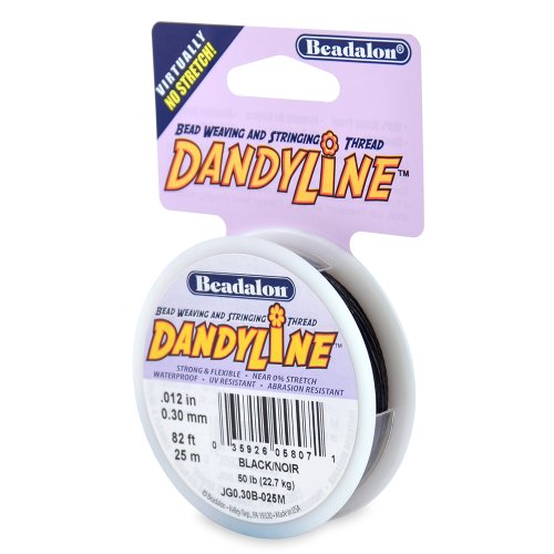 Beadalon DandyLine 0.30 mm (0.012") Black 25 m (82 ft) Braided Beading Thread