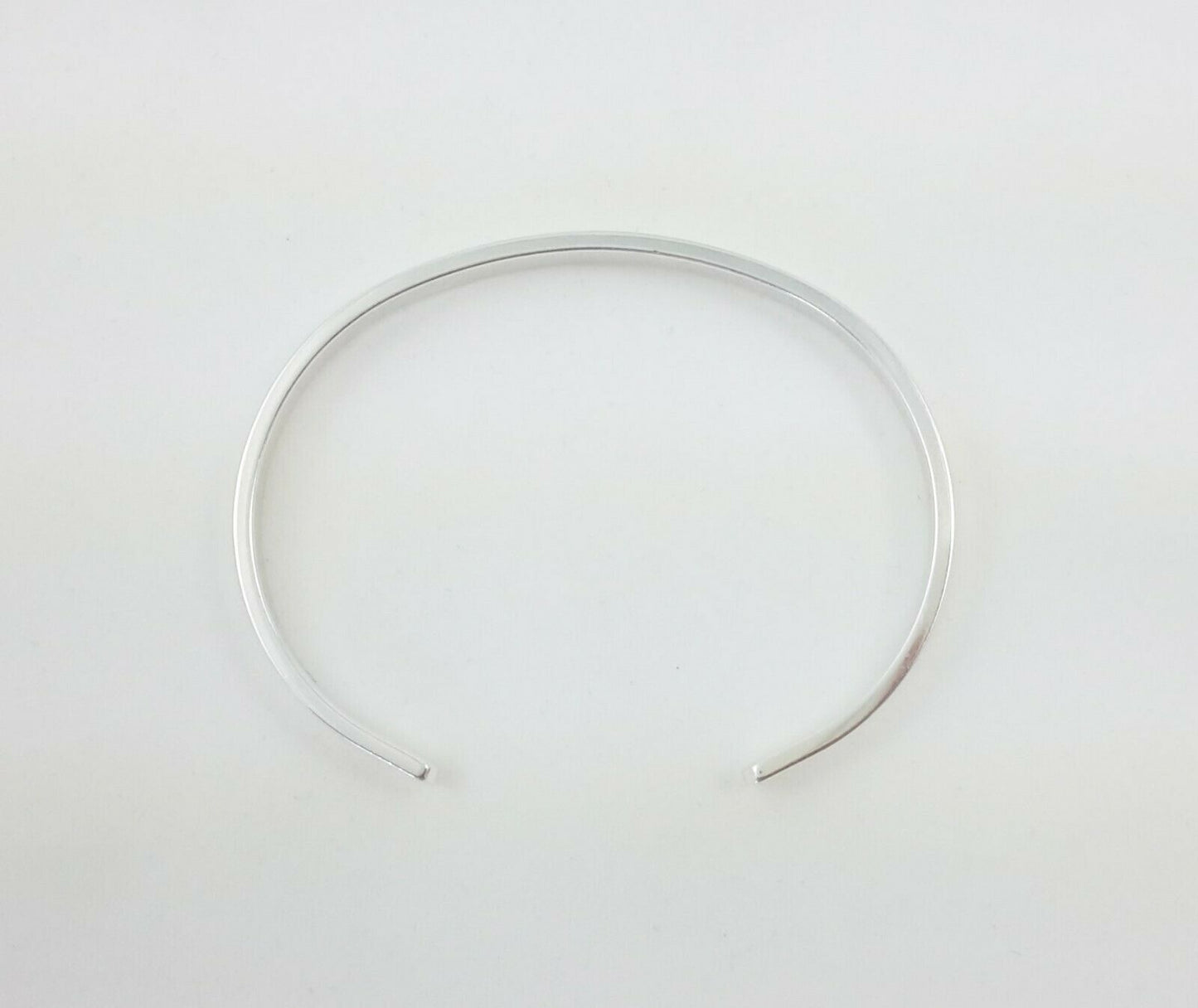 Flat Cuff Bracelet, 925 Sterling Silver, 4 x 2 mm Blank Plain Bangle .16" x .08"