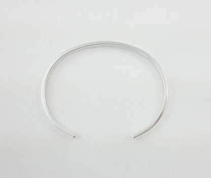 Flat Cuff Bracelet, 925 Sterling Silver, 4 x 2 mm Blank Plain Bangle .16" x .08"