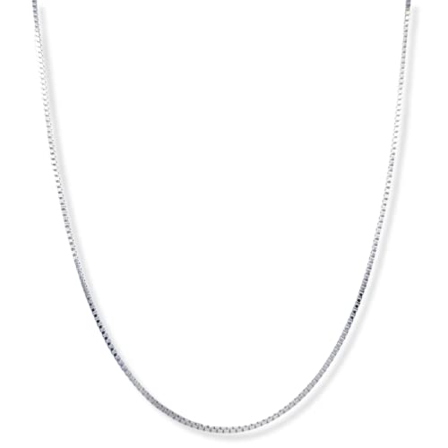 925 Sterling Silver Very Thin 0.7mm Box Chain Necklace Made in ITALY