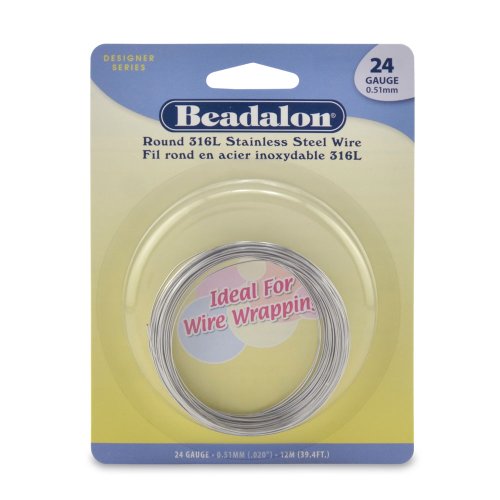 Beadalon Round Wire 316L Stainless Steel 24 Gauge, 12-Meter