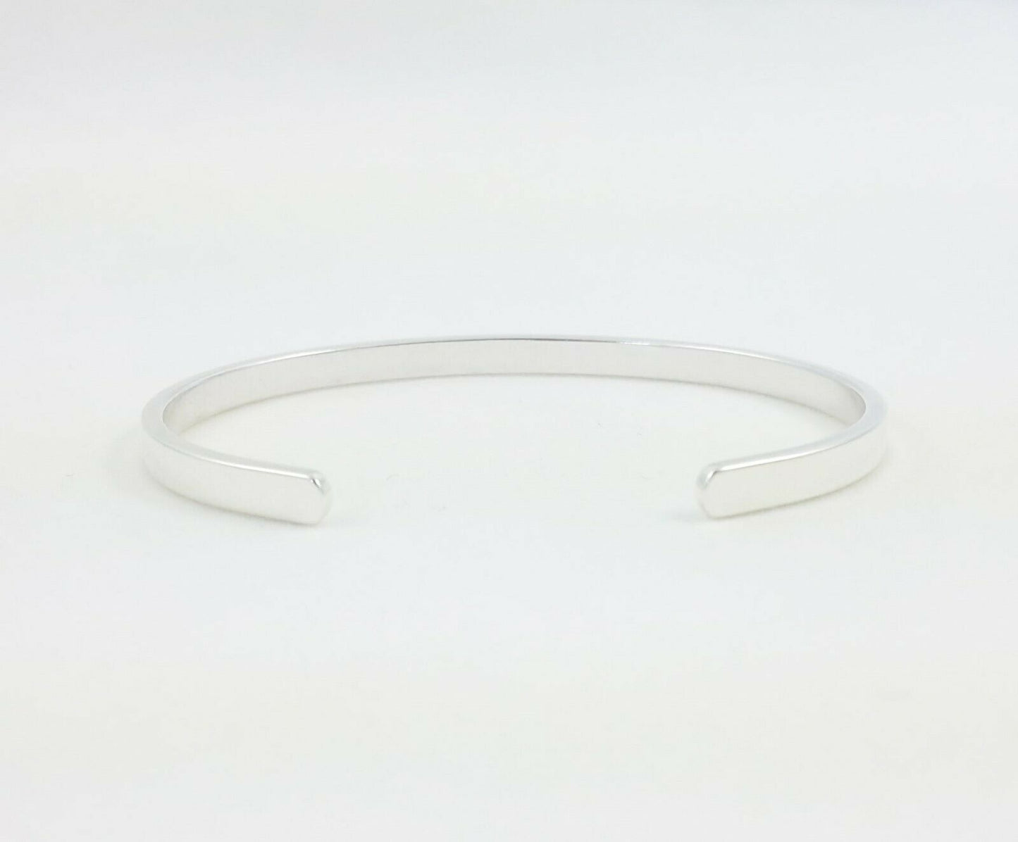 Flat Cuff Bracelet, 925 Sterling Silver, 4 x 2 mm Blank Plain Bangle .16" x .08"