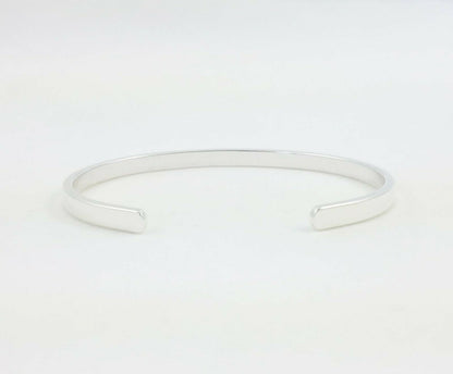 Flat Cuff Bracelet, 925 Sterling Silver, 4 x 2 mm Blank Plain Bangle .16" x .08"